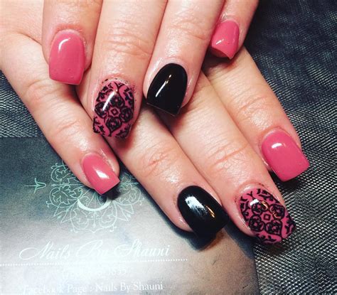 pink and black nail designs|cute pink and black nails.